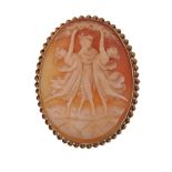 9CT GOLD HALLMARKED LADIES LARGE CAMEO BROOCH - THREE GRACES