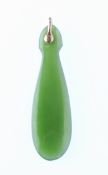 A 15ct gold and nephrite jade pendant. The pendant having a 15ct gold bale with large nephrite drop.