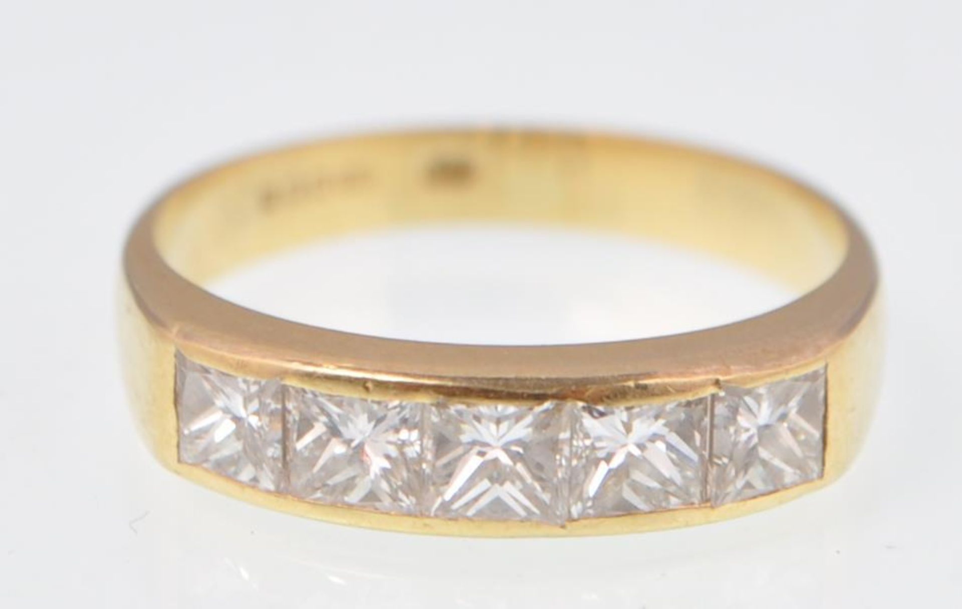 18CT YELLOW GOLD 1CT PRINCESS CUT 5 STONE DIAMOND RING - Bild 2 aus 7