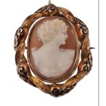 19TH CENTURY 9CT GOLD VICTORIAN CAMEO SWIVEL MOURNING BROOCH
