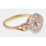 18CT GOLD AND DIAMOND CLUSTER RING