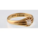 A Victorian 18ct gold and diamond solitaire gypsy ring.  Birmingham hallmarks 1860. Weight 4.9g