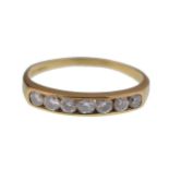 18CT GOLD SEVEN STONE LADIES DIAMOND RING APPROX 50PNTS