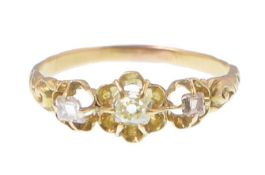 A French 19th century 18ct gold and diamond ring.