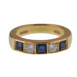 HALLMARKED 18CT GOLD SAPPHIRE AND DIAMOND LADIES CHANNEL SET RING