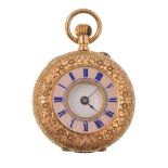 18CT GOLD LADIES HALF HUNTER REPEATER FOB POCKET WATCH