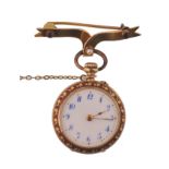 15CT GOLD EDWARDIAN ENAMELLED POCKET FOB WATCH