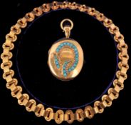 19TH CENTURY GOLD 14CT BOOKCHAIN NECKLACE AND LOCK