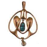 9CT GOLD ART NOUVEAU BELLE EPOQUE LAVALIERE PENDANT