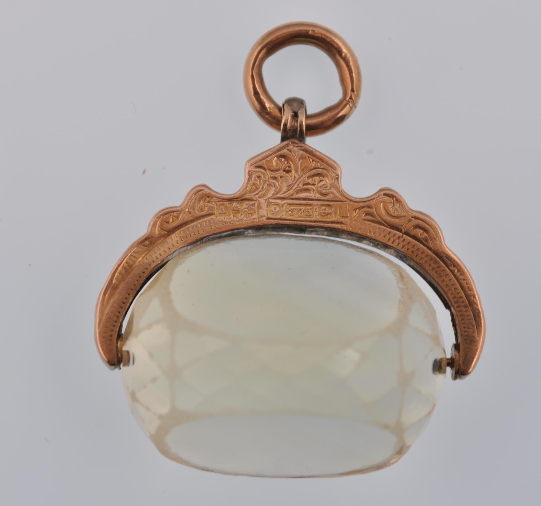 EDWARDIAN 9CT GOLD AND CUT CITRINE SWIVEL FOB - Image 3 of 4