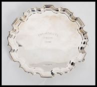 A 20h Century hallmarked silver salver tray plate