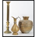 A collection of three brass items to include a 19t