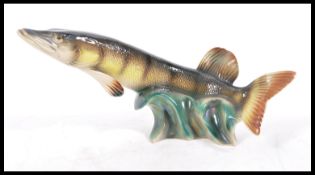 A vintage retro large 20th Century ceramic lustreware model of a pike (No 344) figure by Jema (