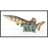 A vintage retro large 20th Century ceramic lustreware model of a pike (No 344) figure by Jema (