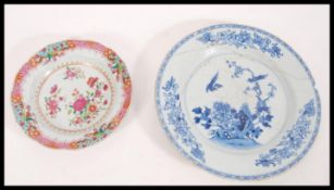 Two 18th Century Chinese plates to include a famil