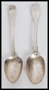 A collection of two George III silver tea spoons,