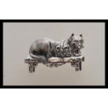 A stamped 925 silver brooch in the form of a cat s