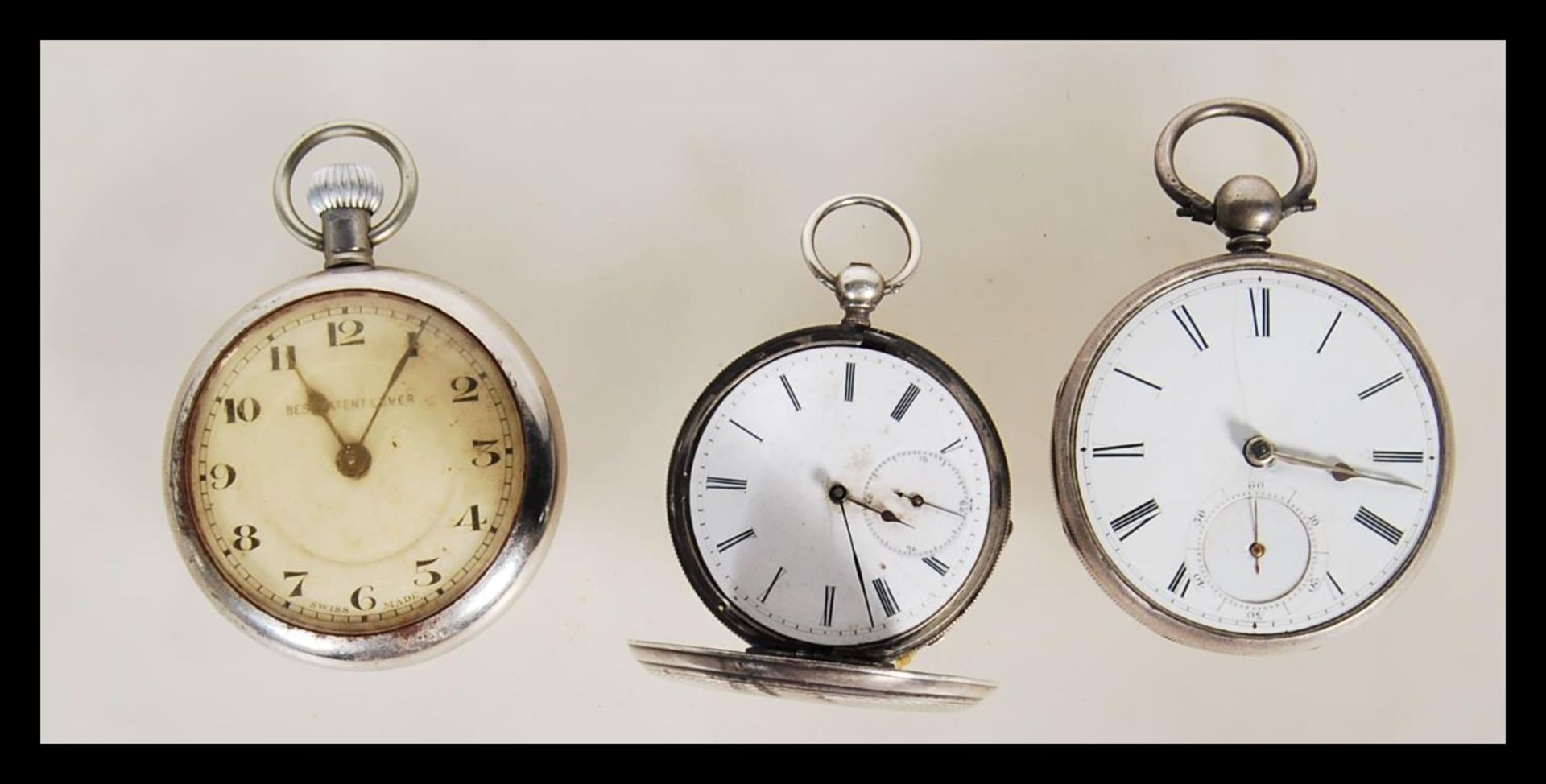 A collection of three pocket watches to include, silver hallmarked for London date letter B fusee