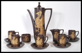 A retro 20th Century Portmeirion coffee service in the Phoenix pattern by John Cuffley, consisting