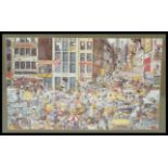 A large framed and glazed picture print of New York, the picture looking down from a New York