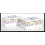 A matching pair of 20th Century ceramic trinket boxes by Richard Ginori- Pittoria, having scroll and