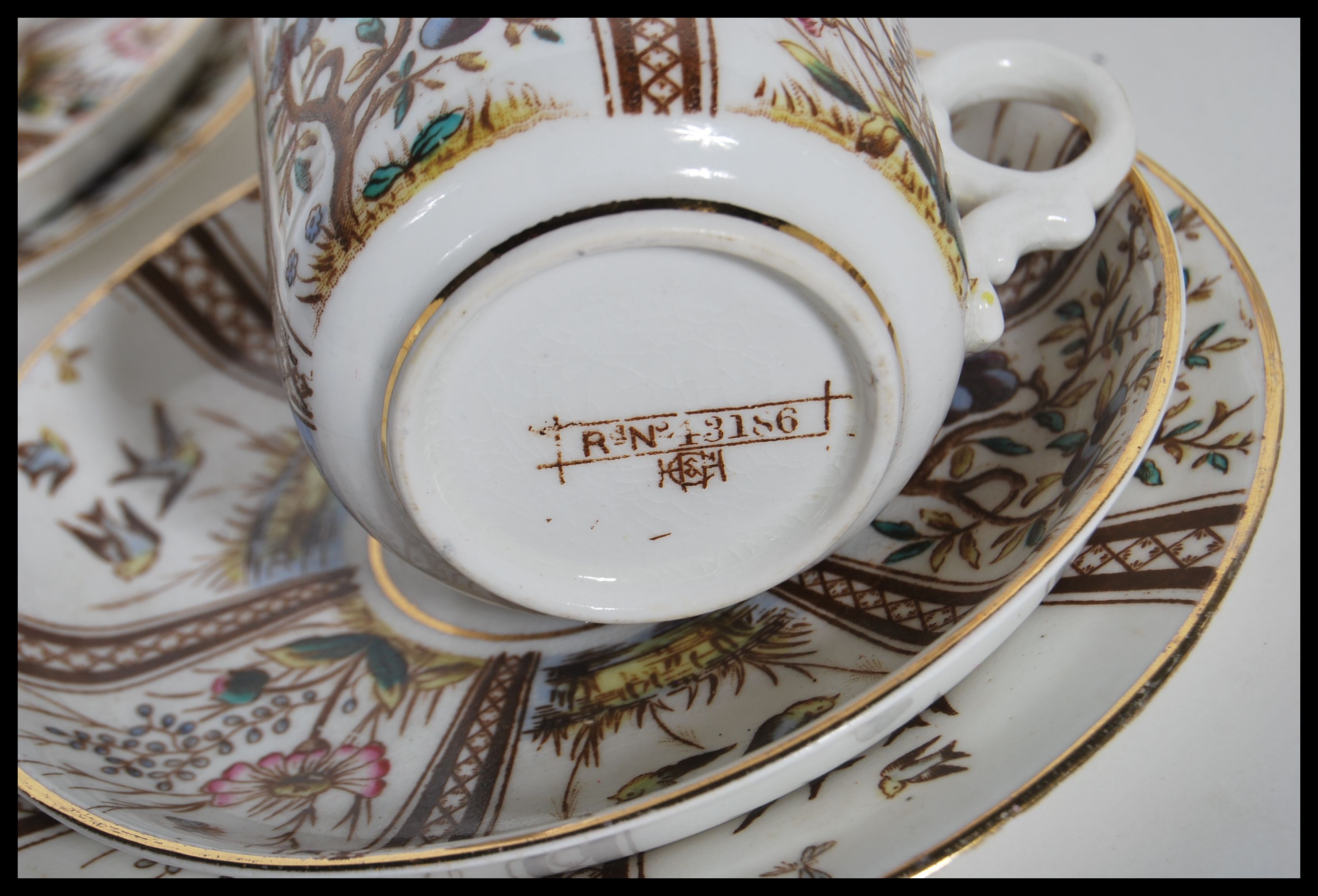 A 19th Century Victorian breakfast tea set having a transfer printed summer related pattern - Image 5 of 5