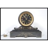 Japy Freres - A 19th Century Victorian marble mantel clock by H. Luppens Bruxelles, being black in