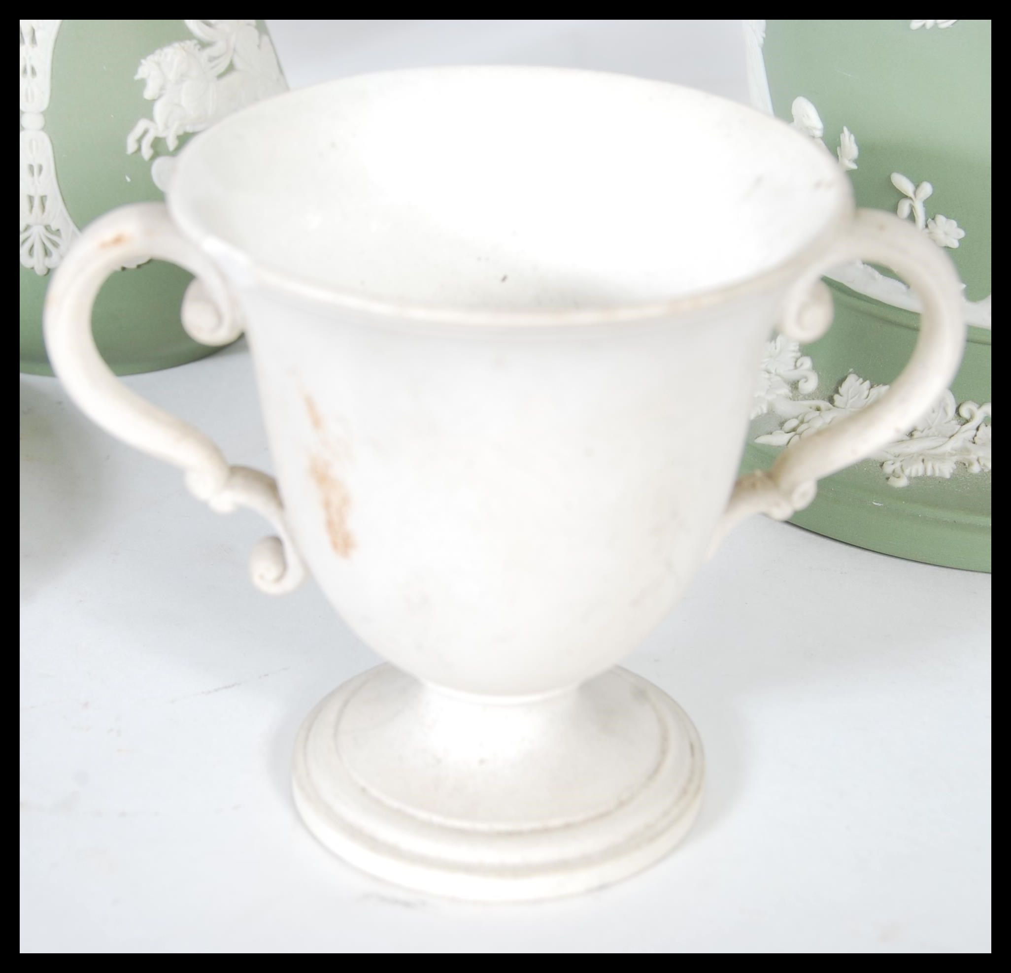 A collection of Wedgwood dating from the 19th Century to include a Victorian twin handled unglazed - Image 3 of 5