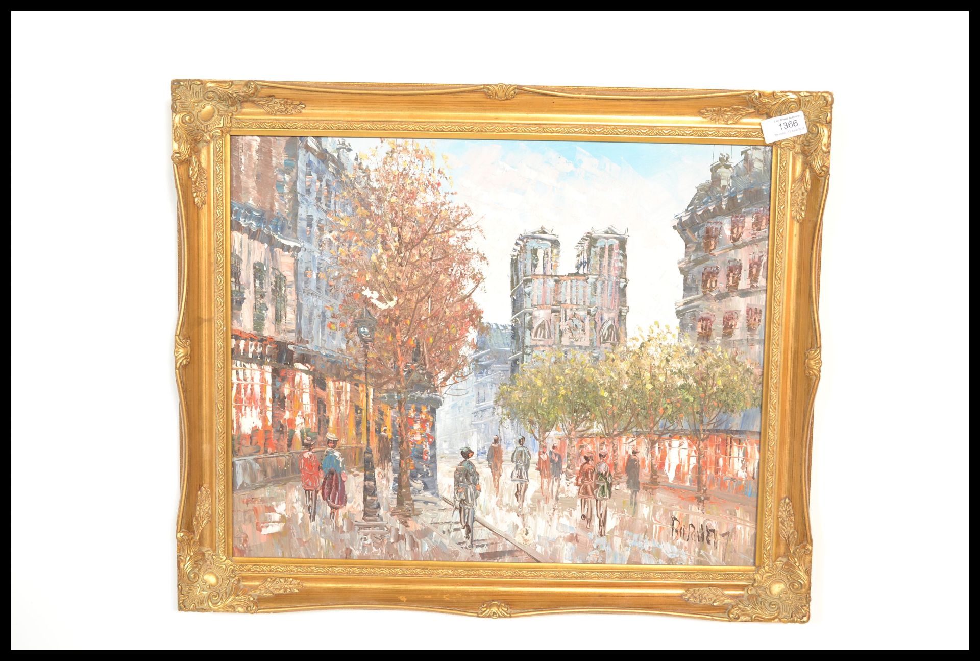 Burnett - A 20th Century oil on canvas painting depicting an Edwardian Parisian street scene, set