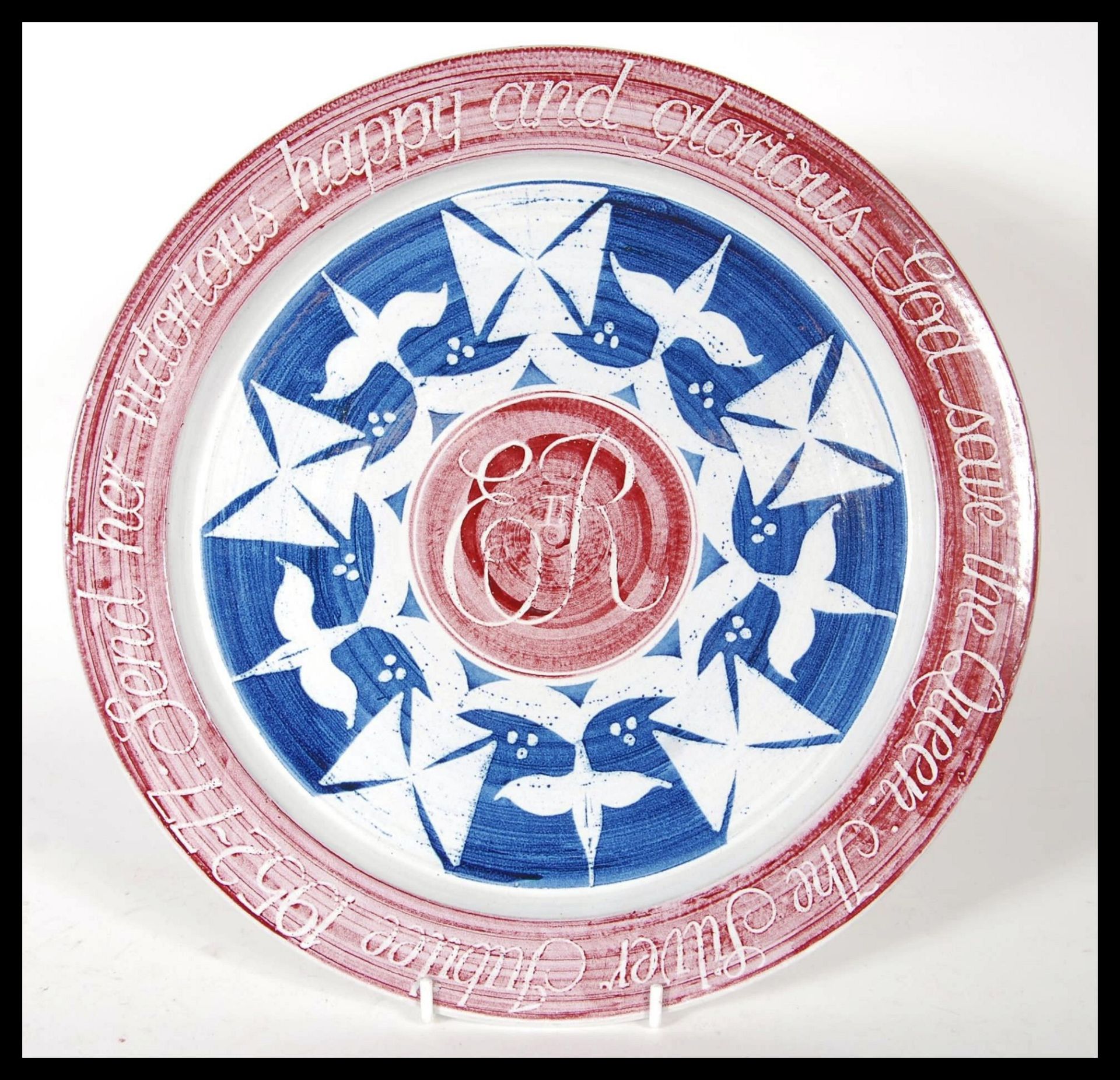 Aldermaston interest - Laurence McGowan (born 1942) a stoneware studio pottery charger painted in
