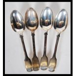 A group of four mid 19th Century Victorian silver spoons by Samuel Hayne & Dudley Cater,