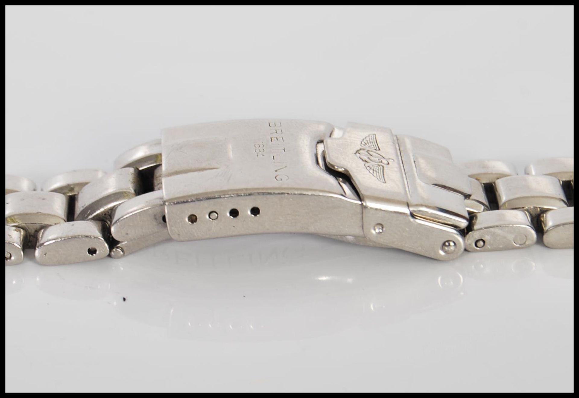 A 20th Century gents stainless steel watch strap for Breitling, stamped Breitling 1884. Measures - Image 3 of 6