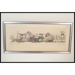 Boris O'Klein, the naughty dogs of Paris, a framed and glazed hand coloured etching titled 'Sex