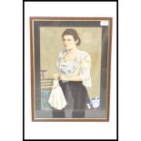 A late 19th century Victorian/ early 20th Century Edwardian gouache portrait of a women on silk. The