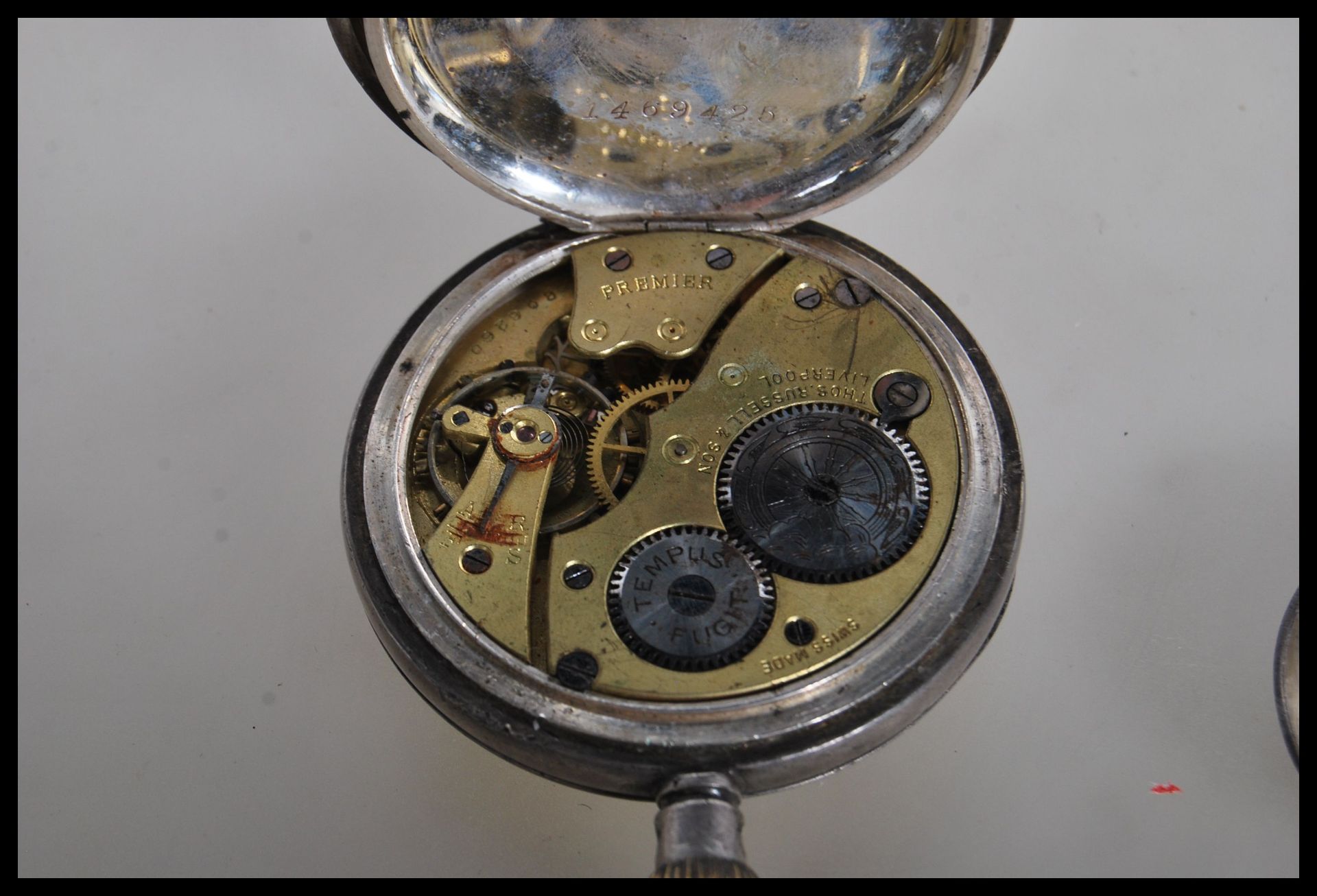 A 20th Century silver cased Thomas Russell & Son Liverpool pocket watch movement along with an early - Image 8 of 9