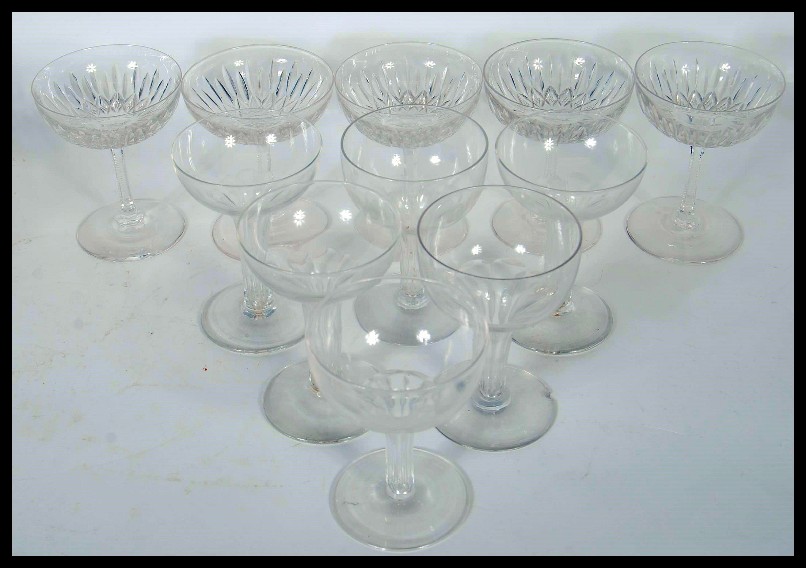 A collection of 19th century / early 20th century champagne glasses, the bowls set on tall stems - Image 2 of 5