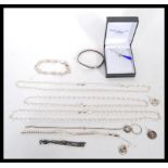 A selection of stamped 925 silver jewellery to include three rope twist necklaces, a demi parure