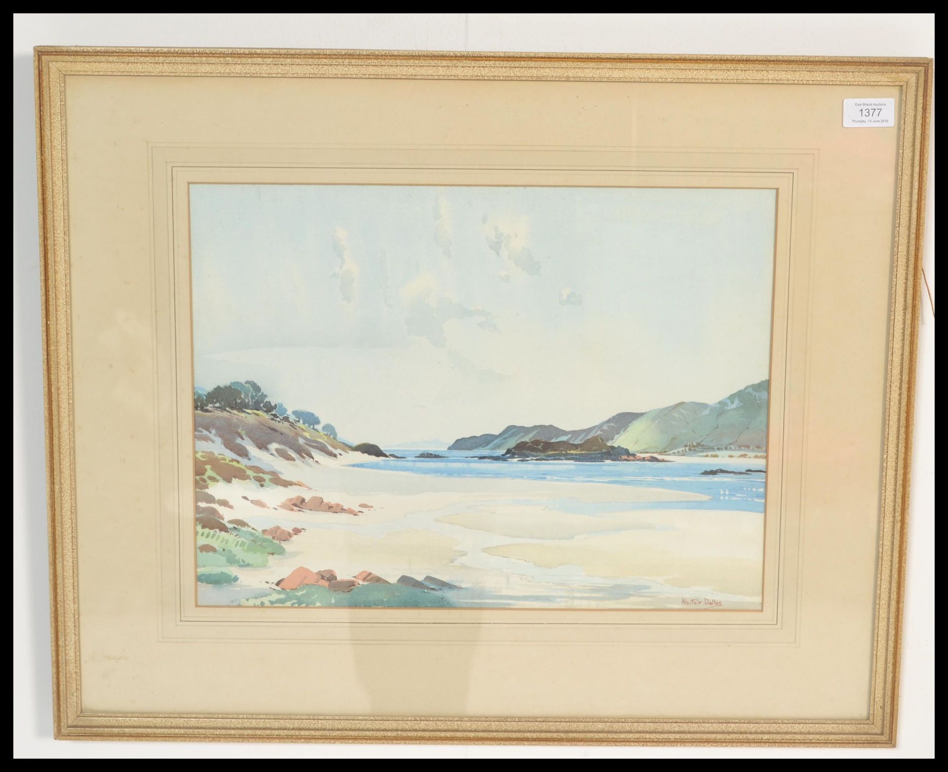 Alastair Dallas (1898 - 1995)-  A 20th Century watercolour painting on paper depicting a coastal