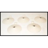 Light Shades - A group of five retro industrial factory style UFO form lampshades having white