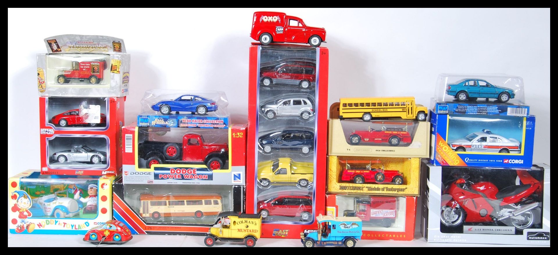 A collection of predominantly boxed scale model diecast cars to include Corgi, Doge power wagon,