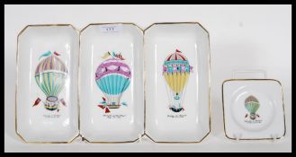 A vintage 20th Century French Porcelaine de Paris triple hors d'oeuvres bowl decorated with images