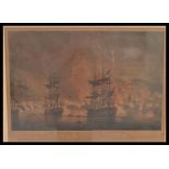 A pair of 19th Century naval prints after T Whitcombe depicting the Bombardment of the Algiers,