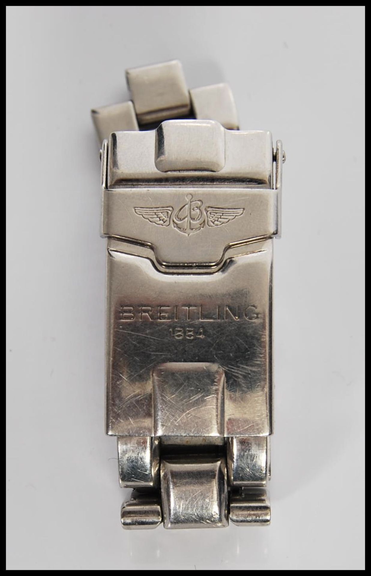 A 20th Century gents stainless steel watch strap for Breitling, stamped Breitling 1884. Measures - Image 5 of 6