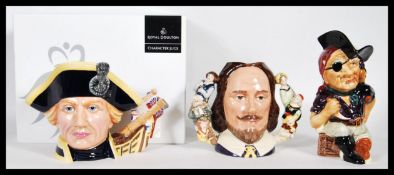 A group of three character jugs to include a Royal Doulton jug depicting Lord Horatio Nelson D7236 ,