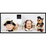 A group of three character jugs to include a Royal Doulton jug depicting Lord Horatio Nelson D7236 ,