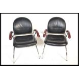 A superb pair of 20th century retro vintage Bauhaus / Thonet inspired designer armchairs