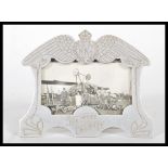 A Royal Flying Corp ( RFC ) World War 1 ( WW1 ) aluminum Trench Art easel picture frame, having