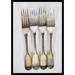 A group of four mid 19th Century silver hallmarked forks to include three William Rawlings Sobey