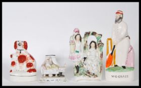 A collection of 19th Century Victorian Staffordshire flat backs to include a courting couple