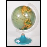 A retro 20th Century Philips 8" inch Terrestrial globe, the globe with relief to show the